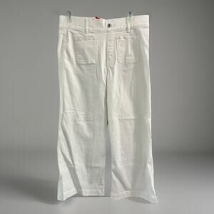 Spanx Jeans Womens Sz 2X Cream Cropped Wide Leg Denim High Rise Pull On Pants